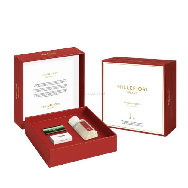 Zenzero Lucente - Millefiori Milano - zestaw prezentowy pałeczki zapachowe 100ml + CAR ICON - nowość 2025