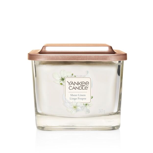 Sheer Linen Yankee Candle średnia kwadratowa świeca Elevation z trzema knotami
