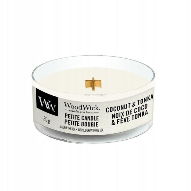 Coconut & Tonka  Woodwick - mini świeca petite