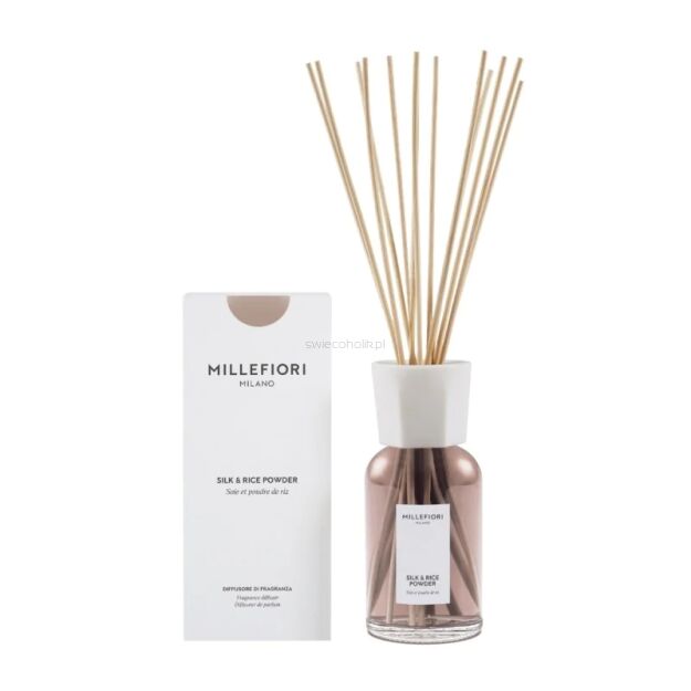 Millefiori Milano Silk & Rice Powder - dyfuzor zapachowy z patyczkami 500 ml
