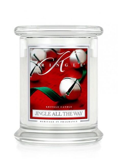 Kringle Candle - Jingle All The Way - średna, klasyczna świeca zapachowa  (411g) z 2 knotami