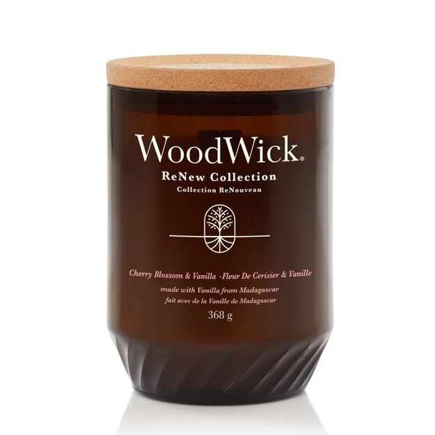 Cherry Blossom & Vanilla - WoodWick - duża świeca zapachowa z drewnianym knotem - ReNew Collection