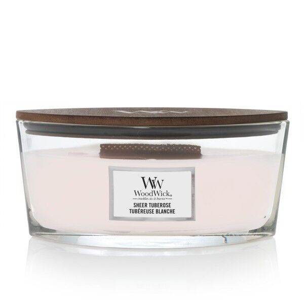 Sheer Tuberose - Woodwick - świeca elipsa z drewnianym knotem - nowość 2023