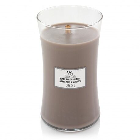 Black Amber & Citrus - WoodWick - duża świeca zapachowa z drewnianym knotem