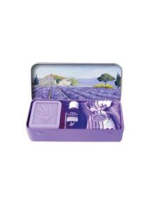 Zestaw prezentowy lawenda (Lavande) mydło 60 g + olejek eteryczny 12 ml w metalowym pudełku - Mas de Provence | Esprit Provence