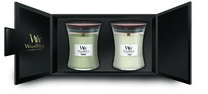 Zestaw prezentowy Woodwick - Medium- 2 średnie świece zapachowe w ozdobnym pudełku