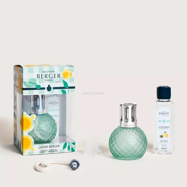 Zestaw prezentowy - Maison Berger - lampa katalityczna Disco Mint + esencja Zest of Verbena 250 ml