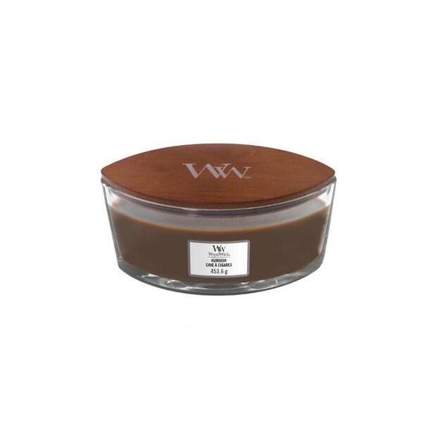Humidor - Woodwick Hearthwick - świeca zapachowa elipsa z drewnianym knotem