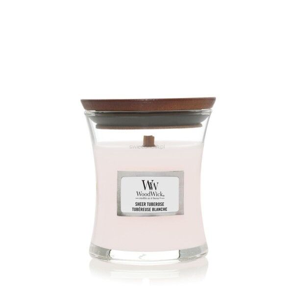 Sheer Tuberose - Woodwick - mała świeca z drewnianym knotem - nowość 2023