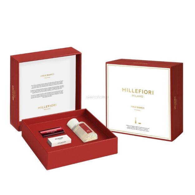 Miele Bianco - Millefiori Milano - zestaw prezentowy pałeczki zapachowe 100ml + CAR ICON - nowość 2025