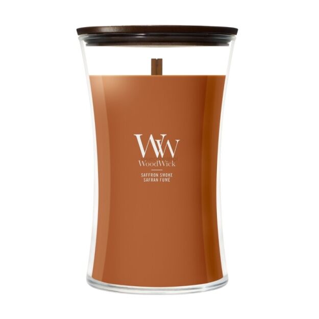 WoodWick Saffron Smoke - duża świeca zapachowa z drewnianym knotem 610g