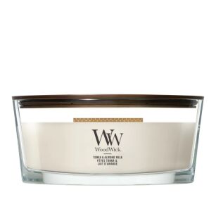 Tonka & Almond Milk - Woodwick- świeca elipsa z drewnianym knotem