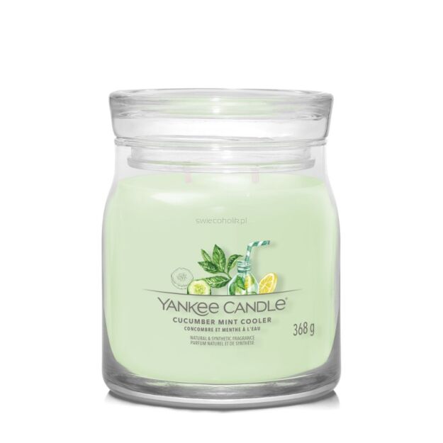 Cucumber Mint Cooler - Yankee Candle Signature - średnia świeca zapachowa z dwoma knotami 