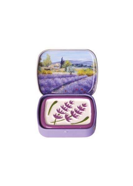 Ceramiczny dyfuzor zapachowy podróżny lawenda Prowansja – metalowe pudełko Esprit Provence