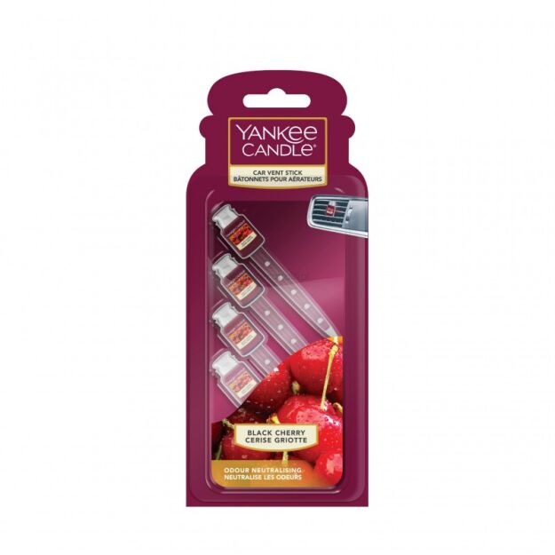 Yankee Candle - Black Cherry - zapach samochodowy car jar vent stick 4 sztuki