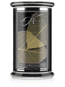 Spiced Tobacco and Cedar - Kringle Candle - duża świeca z dwoma knotami (624g) - seria Reserve