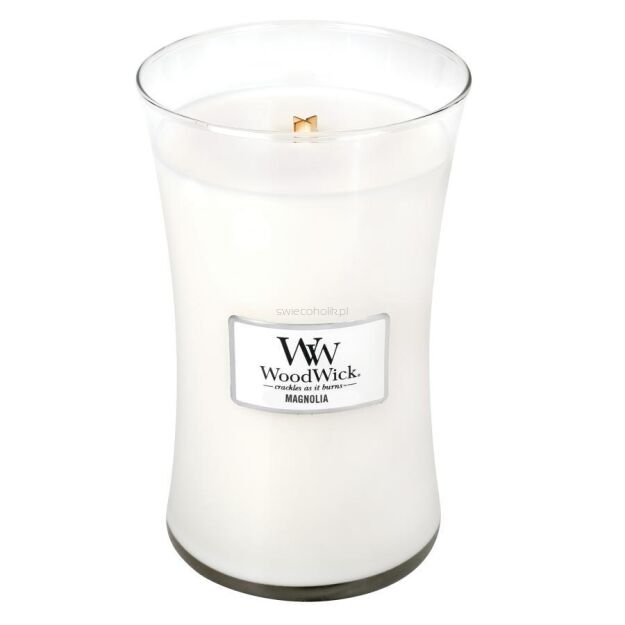 Magnolia- Woodwick - duża świeca zapachowa z drewnianym knotem