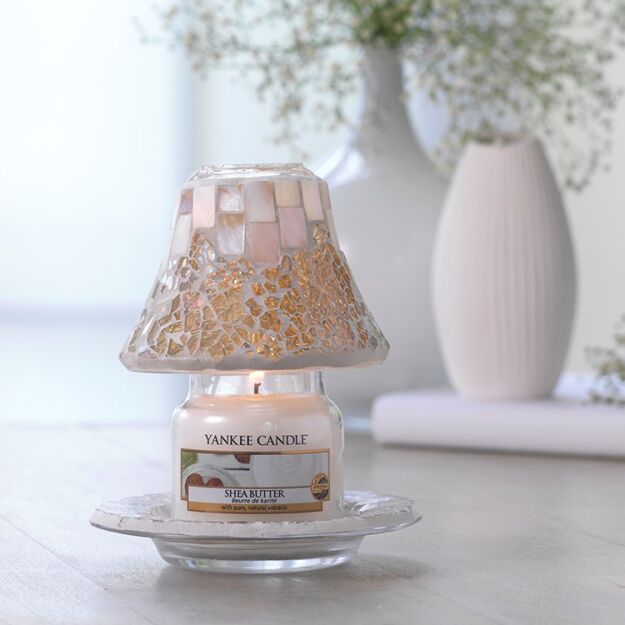 Gold & Pearl Crackle Yankee Candle mały klosz i talerz