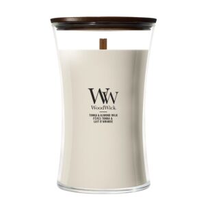 Tonka & Almond Milk - Woodwick- duża świeca z drewnianym knotem
