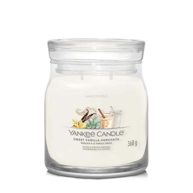 Sweet Vanilla Horchata - Yankee Candle Signature - średnia świeca z dwoma knotami 
