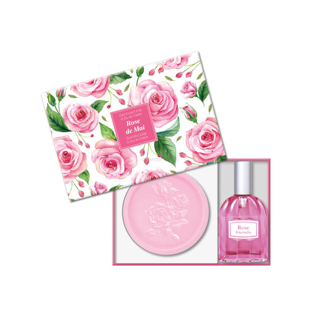 Zestaw prezentowy Róża majowa (Rose de Mai) - mydło 100 g + woda toaletowa 25 ml w pudełku - Esprit Provence