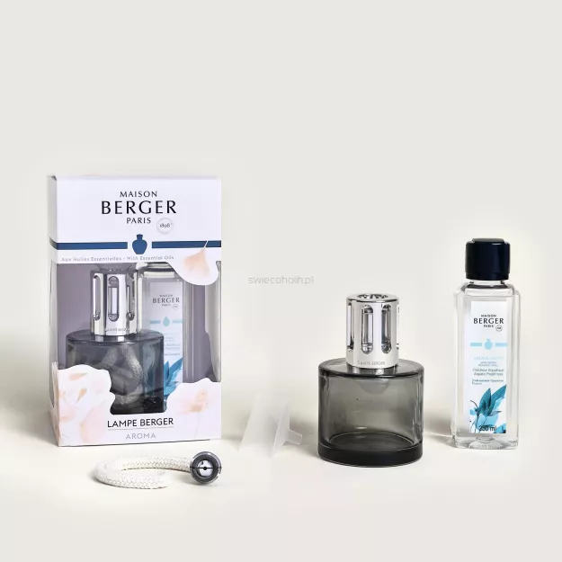 Zestaw prezentowy - Maison Berger - lampa katalityczna Aroma Happy Grey + esencja Aroma Happy 250 ml